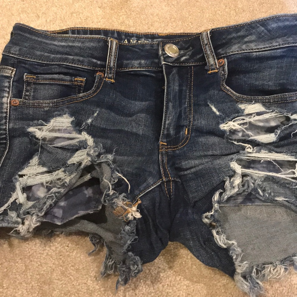 Roped jean shorts